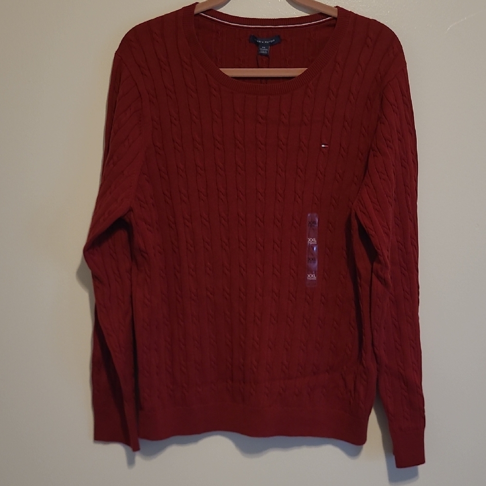 Tommy Hilfiger Cable Knit Red Sweater - Picture 2 of 7